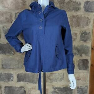 Coldwater‎ Creek Shirt Blue Woman's XS 3/4 Snap Hooded Pull Over Coastal